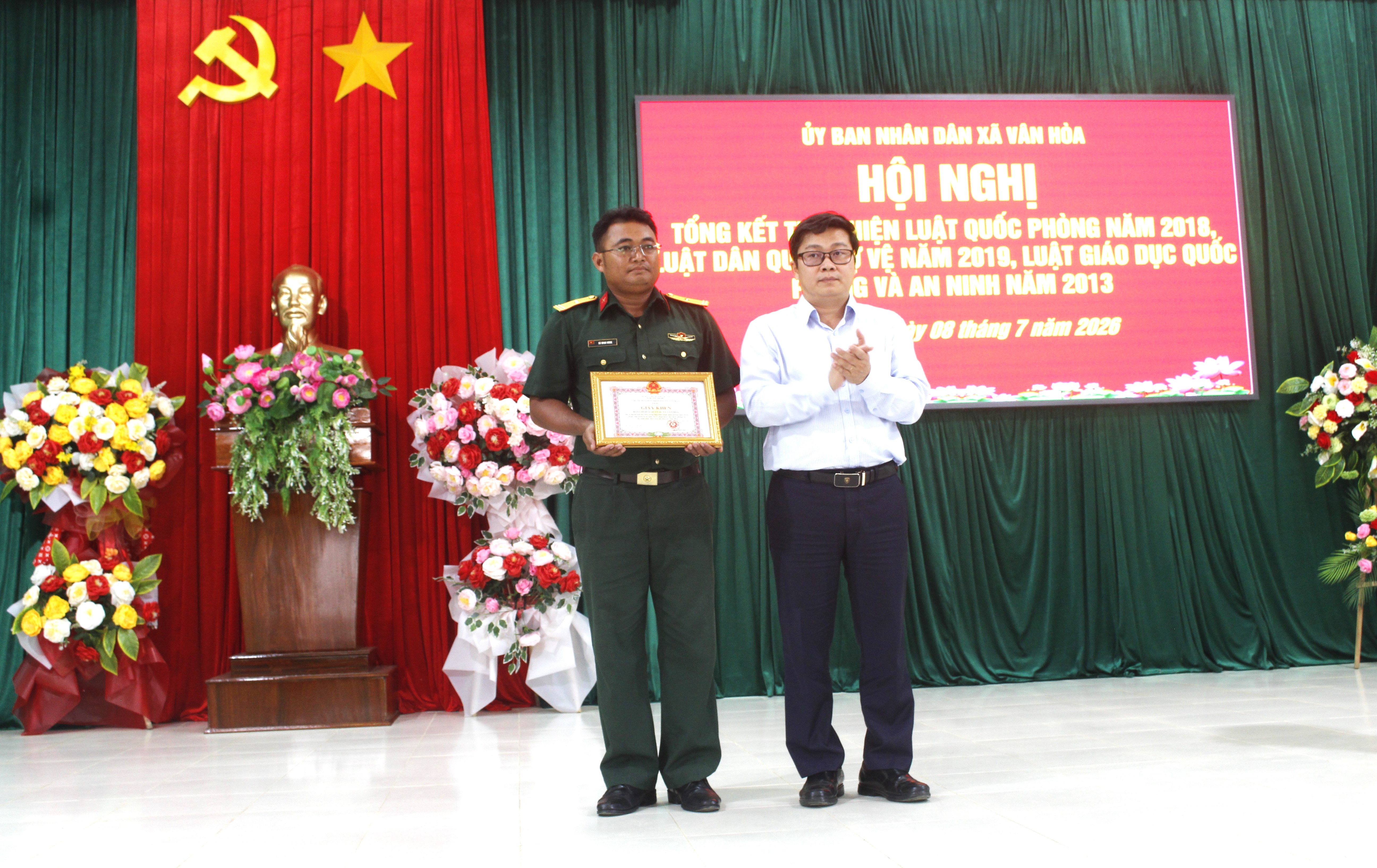 Xã Vân Hòa tổng kết việc thực hiện Luật Quốc phòng, Dân quân tự vệ, Giáo dục quốc phòng và an ninh